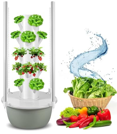 YORCME Kit De Cultivo HidropóNico Torre para Hierbas De Interior Columna HidropóNica para Huerto Kit De Cultivo Vertical De 20 A 36 Plantas 9-Layer36Pots-HydroponicTower+PlantLight