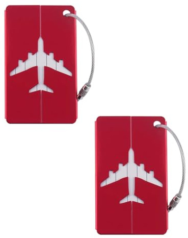 GNALIA Etichette Per Valigie Aereo 2 Pezzi Bagagli Tag Viaggio Accessori Dimensioni 7.5X4.5 Cm Rosso Per Borse Da Viaggio Holiday Deposito Bagaglio