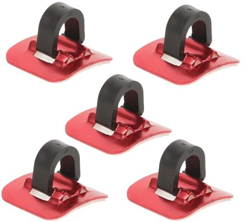 JOINPAYA 5 Sätze Rote Aluminium Bike Kabelhalter mit Selbstklebendem C Clip Kabelmanagement für Mountainbike und Rennrad Einfache Montage Sichere Befestigung für Schalt und Bremszüge