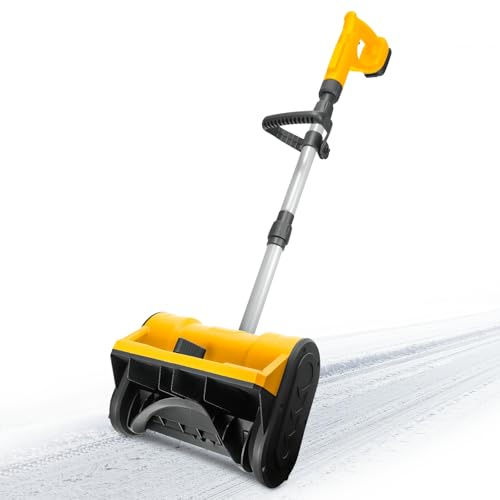Cordless Snow Blower Compatible with Dewalt 20V Max Battery, 12.8wide, 9.66″depth, 300lbs/min，500W Electric Snow Shovel with Brushless Motor, 20ft Throwing Distance, Adjustable Front Handle