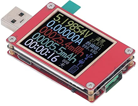 Gearwell USB Tester, PD Charging Meter, USB A C Power Monitor, Dynamic Voltage Current Power Capacity Tester, USB Power Measurement Device, for Mobile Devices and Electronics