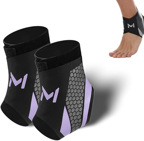 Generisch 2 Stück Bandage Fußgelenk, Professionelle Knöchelbandage Sprunggelenk Einstellbar & Flexibel, Unisex Sprunggelenkbandage für Sport- Fußball -Knöchel Gegen Umknicken Lila