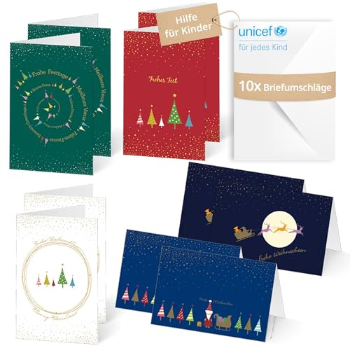 Unicef Grußkarten Festtagsgrüße | 10 Klappkarten mit Umschlägen | Helfen Sie Kindern in Not: FSC-Papier, 10 Karten mit Umschlägen (17,5 x 11,7 cm) – Weihnachtskarte