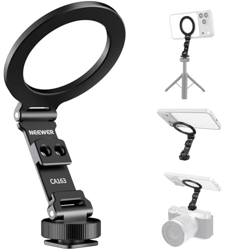 NEEWER Magnetiskt stativ telefonmontering kall skoadapter, aluminium kompakt lätt bärbar telefonhållare tillbehör för kamera, kompatibel med MagSafe iPhone Samsung Android videoinspelning, CA163