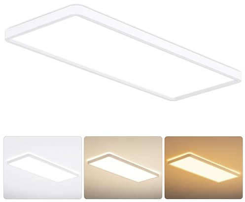MOONSEA LED Panel Deckenleuchte 58x22 cm 32 W Deckenlampe Rechteckig | 3000K/4000K/6500K 3 Farben Deckenlampe LED lang für Wohnzimmer Schlafzimmer Küche Büro, Weiß