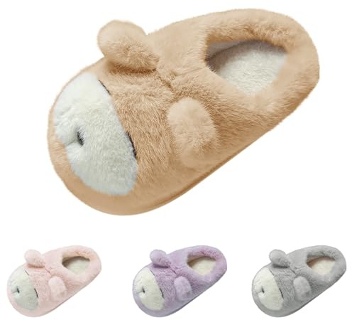 Pantoufles en forme d'animal 3D pour femme - Chaussons confortables pour la maison - Pantoufles d'hiver chaudes en peluche - Sliders fantaisie en forme d'animal - Chaussons épais et confortables avec