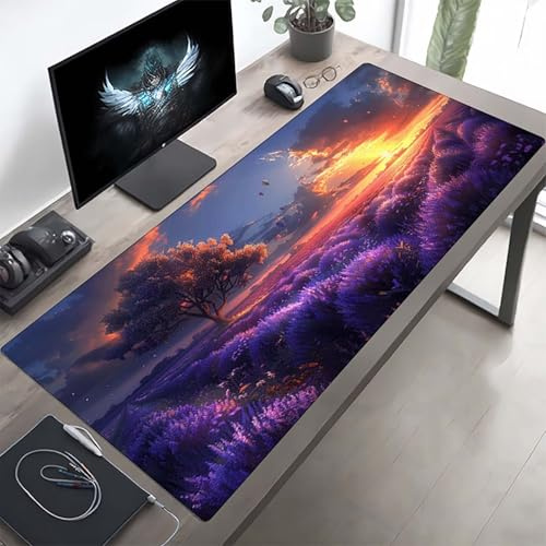 Gaming Mauspad 1200x600x3 mm Gaming Mousepad XXL Himmel Gelb Mauspad Schreibtischauflage, Genähte Kanten Mausmat, rutschfeste Gummibasis, Schreibtisch Schutz für Home Büro, Geschenke PjY9708 5-9