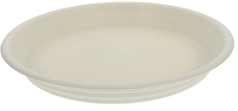 Lurrose Bandeja Redonda para Plantas de Patio y Balcón, Platillo para Macetas 26 Cm de Diámetro, Plástico PP Engrosado Color Beige, Colector de Agua para Interiores y Exteriores, Fácil