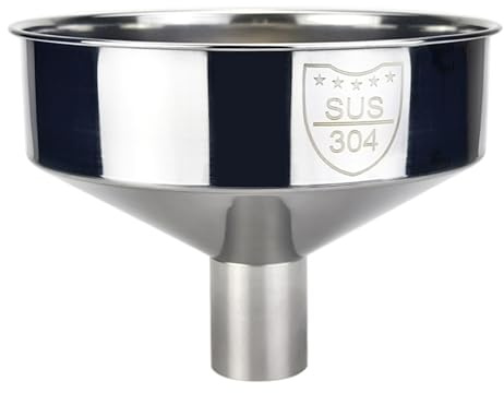 CAKEEYUM Imbuto a Bocca Larga Imbuto in Acciaio Inossidabile Largo 8 Pollici per Uso in Cucina Design Senza Cuciture per liquidi e Prodotti secchi Imbuti Acciaio Inossidabile per Uso Cucina Me
