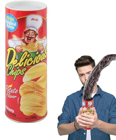Aprilscherze – 7,5 x 21,5 cm ABS, Springender Kartoffelchip, Schlangen in der | Perfekt für Partytrickspaß, Halloween-Streichspielzeug, Geburtstagsüberraschungsspiele, Büro-Scherzaktivitäten, Fam