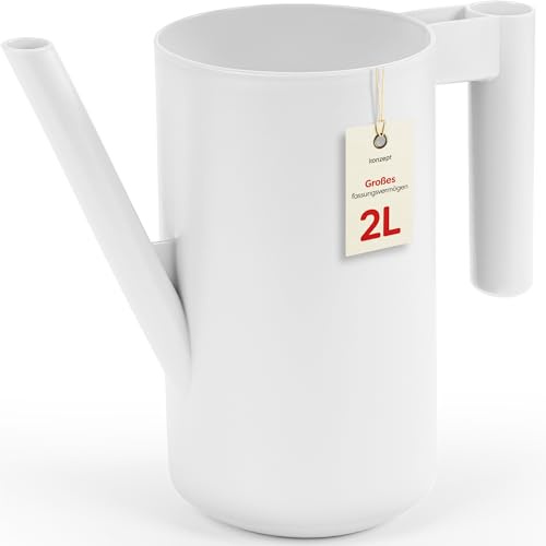 KONZEPT Regadera pequeña para plantas de interior de 2 l, regadera de plástico con boquilla estrecha y mango ergonómico, resistente a los rayos UV y a la intemperie, resistente, para casa, balcón y