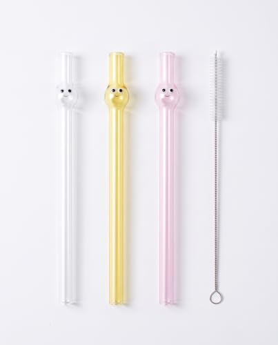 JIRVEX Lot de 3 pailles en verre pour bubble tea 22 cm, paille bubble tea réutilisable avec brosse de nettoyage, pailles colorées pour smoothies, jus et cocktails