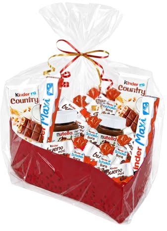 KINDER - Coffret Cœur de 43 Chocolats et 2 Pâtes à Tartiner | Coffret Coeur KINDER et son Assortiment de 43 Chocolats Schokobons et Mini-Bueno