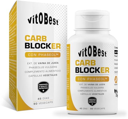 VITOBEST | Control de peso Carb Blocker | Contribuye al mantenimiento de unos niveles saludables de azúcar en sangre. | Contiene 1400 mg de ingrediente activo por dosis | 90 VegeCaps