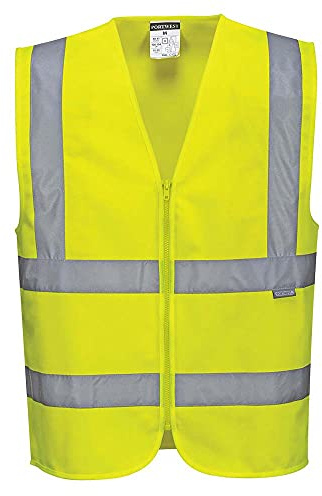 Portwest C375 Hi-Vis Väst med Blixtlås Band, Regelbunden, Storlek S, Gul