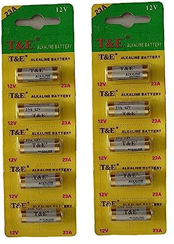 New T&E 10Pcs 23A 12V Batteries 23Ae Ms21 A23 V23Ga Vr22 Mn21