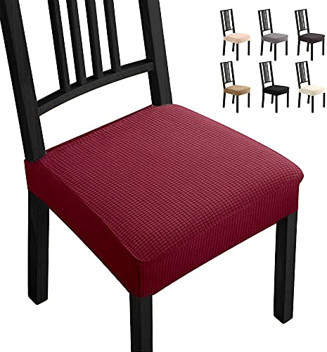 BalladHome Coprisedie 4 Pezzi Moderno Elastico Coprisedia Seduta Antimacchia Fodera per Sedia Molto Facile da Pulire e di Lunga Durata per la Sala da Hotel, Ristorante Decor (Bordeaux) B