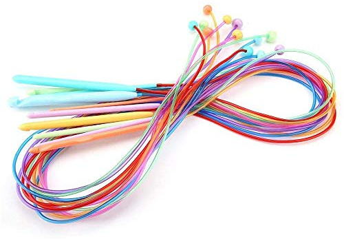 VOANZO 12 st virknålar set med kabel ABS-plast matta vävda sticknålar för virkning nybörjare eller professionell användning