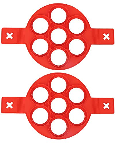 2Pcs Pancake Making Wiederverwendbare Silikon-Antihaft-Eier Kochtopf DIY Küche Kochwerkzeug zum Braten von Pfannkuchen oder Eiern Rot