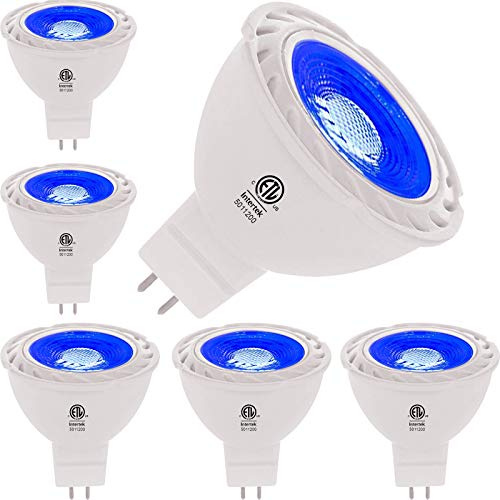 LEMENG Blue MR16 LED Light Bulbs 50W Equivalent Halogen Replacement 6W 12V Bi-pin GU5.3 Outdoor Landscape Yard Lighting- Pack of 6