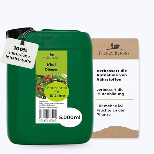 Flora Boost Kiwi Dünger 5L, Flüssigdünger für bis zu 1000L Gießwasser | Obstbaum Dünger für alle Kiwi Pflanzen Sorten, 100% natürlicher Pflanzendünger