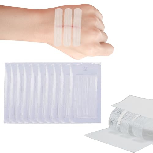 Skin Wound Closures Strips - 30 Pcs Emergency Wound Stitch Tapes, Adhesive Bandages for Closing Small Cuts, Sterile Individual Packaging