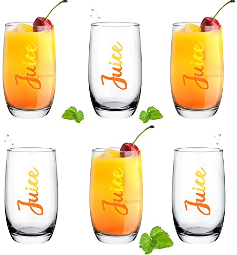 PLATINUX Hohe Trinkgläser Juice 320ml (max. 380ml) Set 6 Teilig aus Glas Wassergläser Saftgläser Getränkeglas