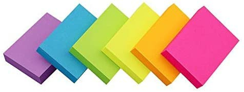 Sticky Notes 1.5x2 inch Bright Colors Self-Stick Pads 6 Pads/Pack 100 Sheets/Pad Total 600 Sheets