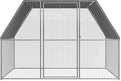 Susany Outdoor-Hühnerkäfig mit Wasserbeständige Überdachung Hühnerstall Tür mit Schloss Hühnerhaus Kleintiere Haustier Outdoor-Gehege 3x2x2 m Verzinkter Stahl