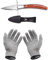 HENGYUE Juego de cuchillos para ostras y guantes anticortes, sacacorchos para ostras de acero inoxidable con guantes, clase de protección 5 (L), para conchas o quesos duros