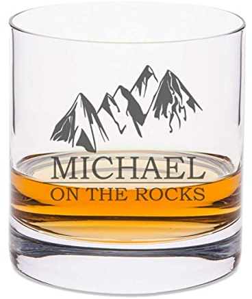 GRAVURZEILE Leonardo Whiskyglas mit Gravur - On the Rocks Design - Personalisiert mit Name - Graviertes Whisky Glas - Geschenke für Whiskey Liebhaber zum Geburtstag - Geschenk für Sie & Ihn