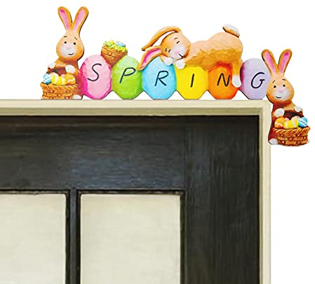Bunny Decor Willkommensschild – Holzhasen-Türhänger | Bauernhaus-Türschild Hasen-Dekoration, Oster-Türrahmen für Zuhause drinnen und draußen