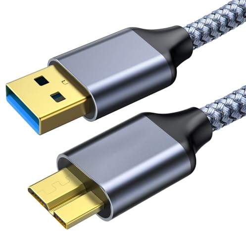 Fannoday Câble USB 3.0 Mâle A vers Micro B 3.0, Câble Disque dur externe Compatible avec Galaxy S5, Compatible avec Disque dur externe WD, Compatible avec Toshiba Canvio