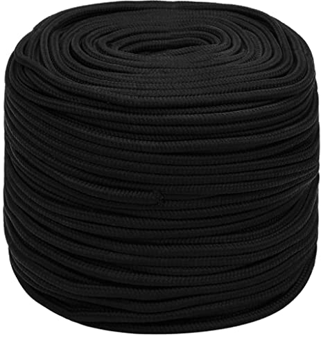 vidaXL Multipurpose Work Rope - High-Strength Polyester Rope - 8mm Diameter, 100m Length - For Indoor and Outdoor Use - Black