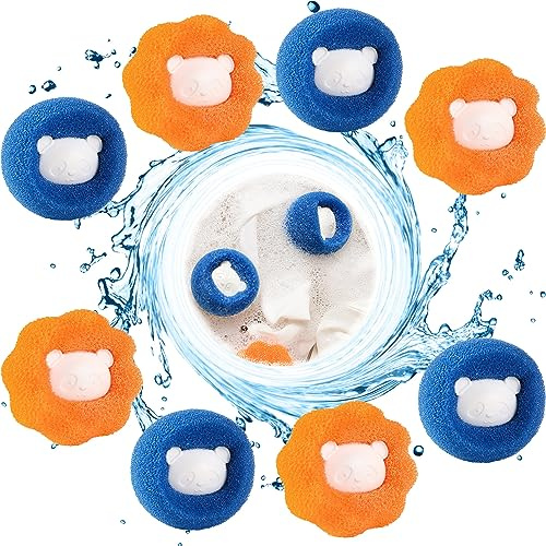 AOOTUERL 8 PCS Pet Hair Remover for Laundry, Clothes Anti Tangle Adsorption Hair Removal Ball, Pet Hair Collector, Reusable Pet Hair Catcher Lint Filter Balls