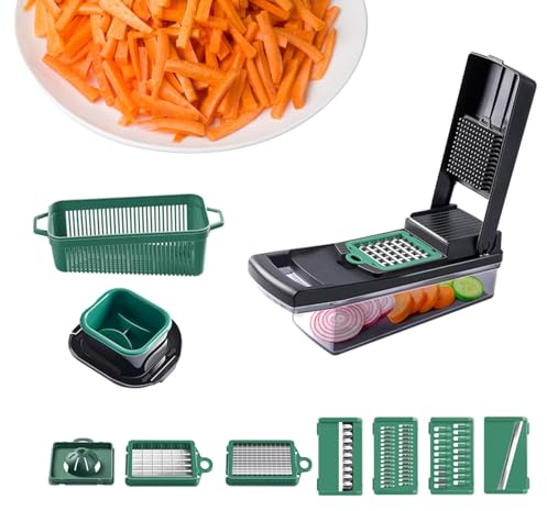 WEITING Cortador de Verduras Multifuncional, rebanador y Picador de Verduras,Cortadora de Patatas Multiusos - Regalos de Cocina Gadgets para Frutas, cebollas, Verduras, procesador de Alimentos
