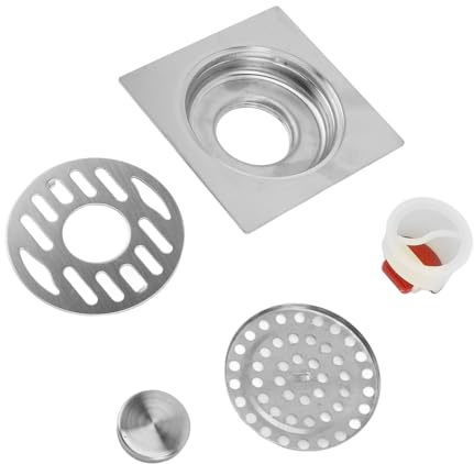 Edelstahl-Bodenablauf, 11 cm, 4 Zoll, Quadratischer Duschablauf, 304 Edelstahl, 4,3 X 4,3 Zoll, Duschbodenablauf für 50 Mm Bis 110 Mm Rohre, Badezimmer, Balkone, Hotels