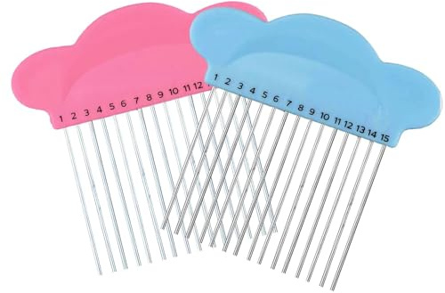 2PCS Quilling Paper Comb Knitters - DIY Paper Craft Tool for Creating Loops, Essential Accessory for DIY Paper Card Crafting in Blue and Pink Color Combination