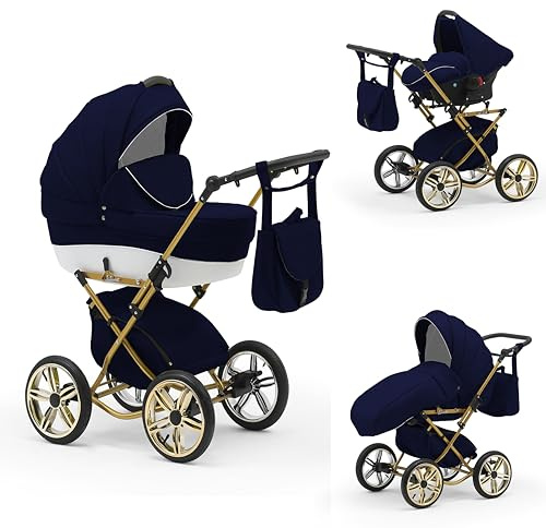 Klassischer Kinderwagen Sorento Gold 4 in 1 inkl. Sportsitz und Autositz in 19 Farben