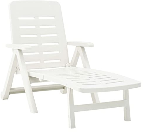 CKioict Balkon liegestuhl Strandliege Sonnenliege Klappliege Kunststoff WeißFür Garten, Rasen, Terrasse