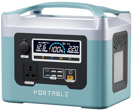 FXNFXLA Estación De Energía Portátil De 800 W, Batería De Litio De Respaldo De 960 WH, Toma De Corriente De Ca De Onda Sinusoidal Pura De 110 V/220 V, Generador Solar con Luz Led