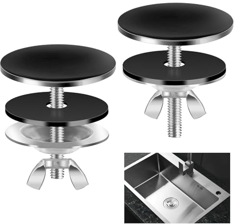 2Pcs Kitchen Sink Hole Cover Faucet Hole Cover 2'' Stainless Steel Kitchen Sink Tap Hole Plate Stopper Cover Blanking Metal Plug (Gunmetal)