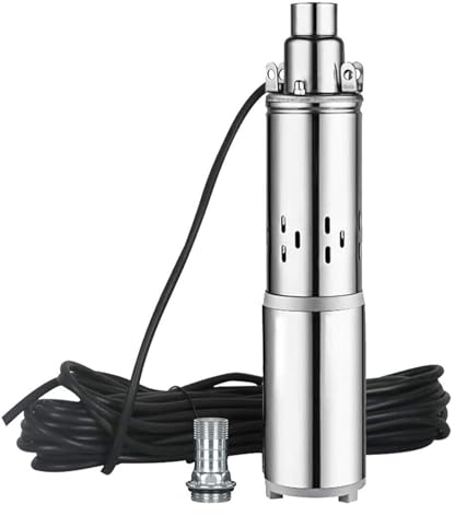 Tiefbrunnenpumpe, Brunnenpumpe 180W/12V/1.2m³/h Edelstahl WasserTauchpumpe Wasserpumpe Solarbetrieben bis 20m Tauchpumpe mit 16m Kabel für Wasserentnahme und Bewässerung