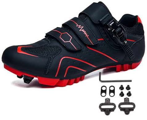 Treer Fahrradschuhe Herren Damen Mountain Bikes Schuhe Rennradschuhe mit Cleats SPD Schuhe Rennrad Schuh Kompatibel Outdoor Radschuhe Fahrrad Indoor Spin Mountain Bikes Schuhe
