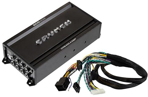 CRUNCH CRE400.4DSP-ISO - Amplificador de coche (4 canales, clase A/B, 4 x 50 W, 6 canales, 32 bits, DSP integrado), Bluetooth integrado para Steaming de audio y control de aplicaciones, plug & play