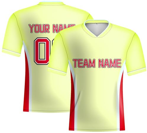 Benutzerdefiniertes Fußball-T-Shirt Spanien für Herren, 2024 Fußball-Tops für Fans, gelbe Nelken, Teamname, Logo, Trikots, gelb, S