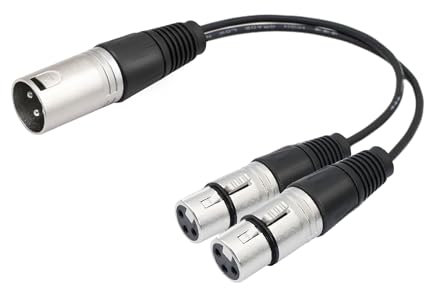 EIGHTNOO Cavo XLR Y Splitter, 30cm/1ft Microfono Maschio a Doppio Femmina, Cannon per Mixer Audio, Registratore, Amplificatore