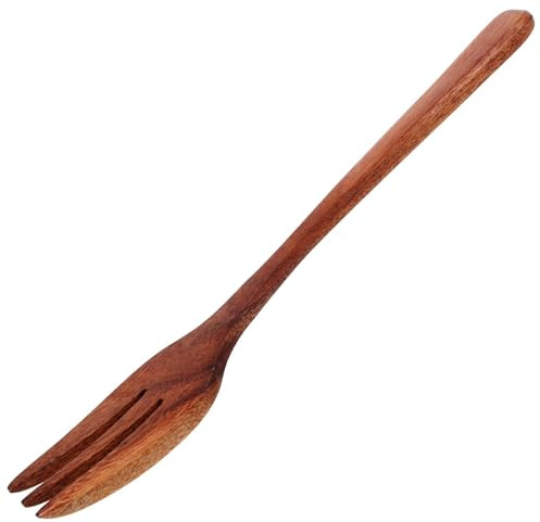 Juego de tenedores de madera para acampar y cocinar, tenedores versátiles para espaguetis, fettuccine, pasteles y más, cubiertos de madera ecológicos para comedor al aire libre