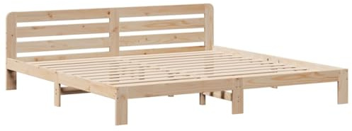 vidaXL Cadre de Lit Double Sans Matelas 180x200 cm en Bois Massif de Pin - Meuble de Chambre à Coucher, Sommier à Panneaux