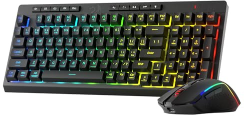 Redragon BS142 Gaming-Tastaturen & -Mäuse Combos Kabellos K515 PRO M693 PRO | kabelloses Gaming Set K515 PRO RGB Membrantastatur 98 Tasten M693 PRO Maus